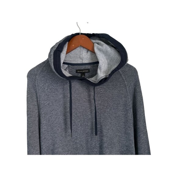 Banana Republic Knit Cotton Hood Sweatshirt Blue Drawstring Size XL - Picture 4 of 7